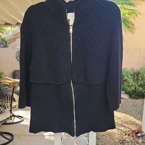 Chico's Black Knit Cardigan with Gold Zipper